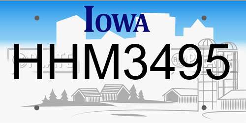 HHM3495 Iowa License Plate