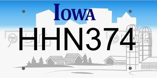 HHN374 Iowa License Plate