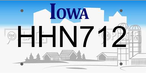 HHN712 Iowa License Plate