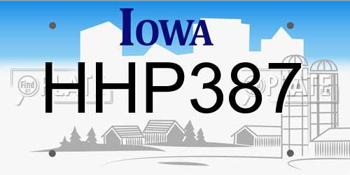 HHP387 Iowa License Plate