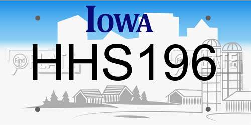 HHS196 Iowa License Plate