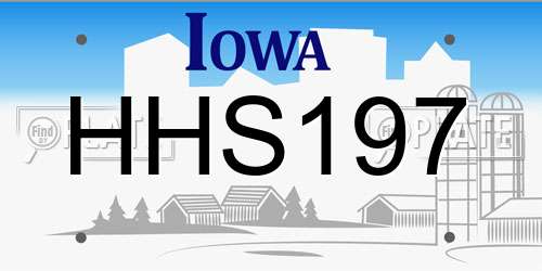 HHS197 Iowa License Plate