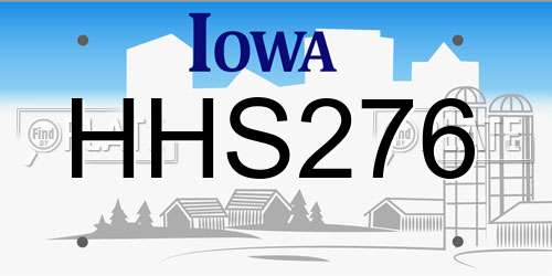 HHS276 Iowa License Plate