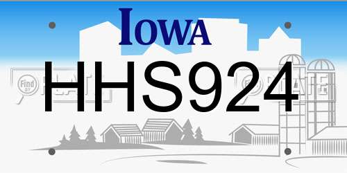 HHS924 Iowa License Plate