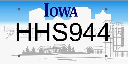 HHS944 Iowa License Plate