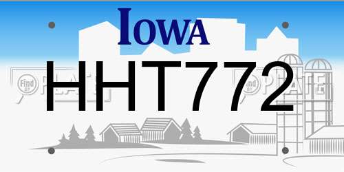 HHT772 Iowa License Plate
