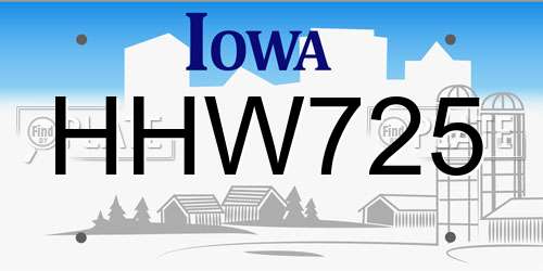 HHW725 Iowa License Plate