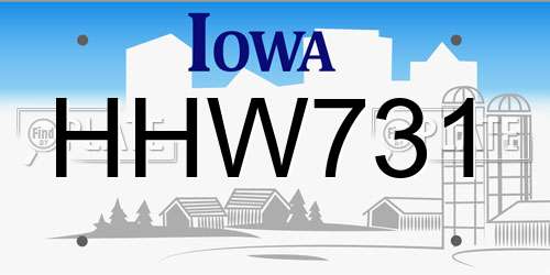HHW731 Iowa License Plate