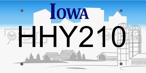 HHY210 Iowa License Plate