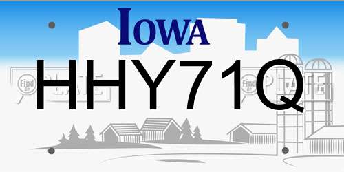 HHY71Q Iowa License Plate