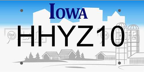 HHYZ10 Iowa License Plate