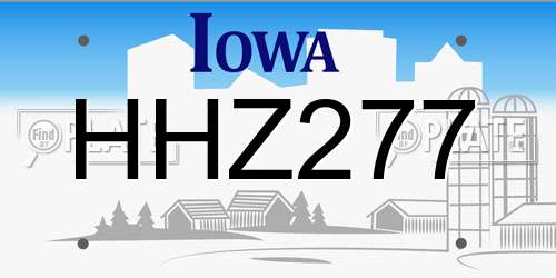 HHZ277 Iowa License Plate