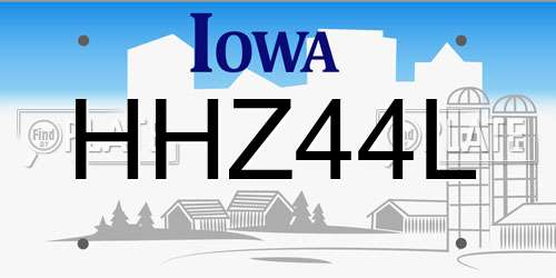 HHZ44L Iowa License Plate