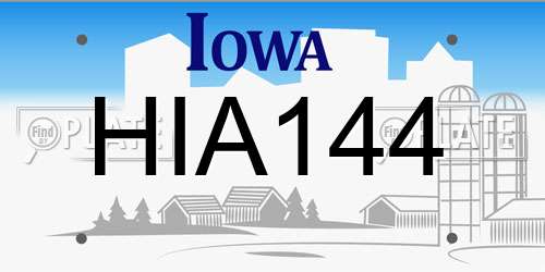 HIA144 Iowa License Plate