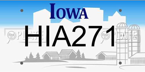 HIA271 Iowa License Plate