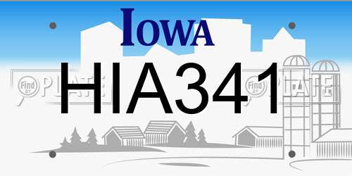 HIA341 Iowa License Plate