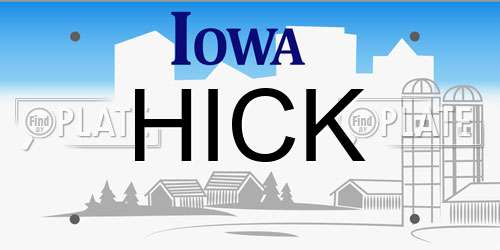 HICK Iowa License Plate