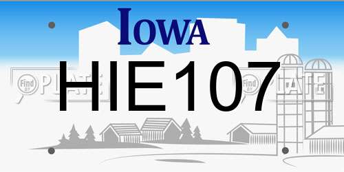 HIE107 Iowa License Plate