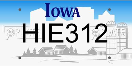 HIE312 Iowa License Plate