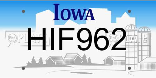 HIF962 Iowa License Plate