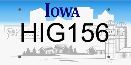 HIG156 Iowa License Plate