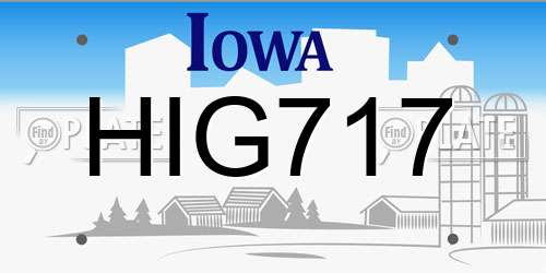 HIG717 Iowa License Plate