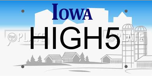HIGH5 Iowa License Plate