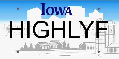 HIGHLYF Iowa License Plate