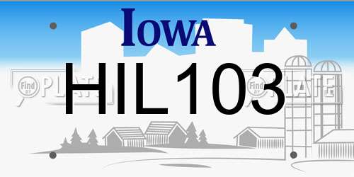 HIL103 Iowa License Plate
