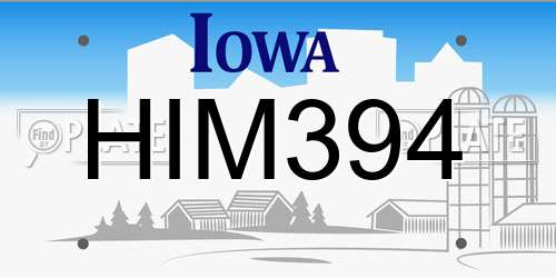 HIM394 Iowa License Plate