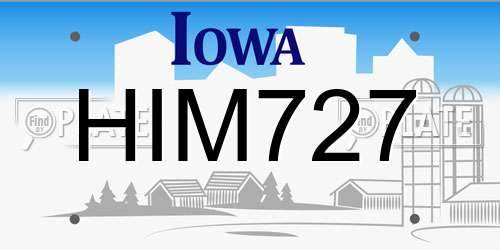 HIM727 Iowa License Plate