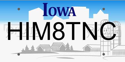 HIM8TNC Iowa License Plate