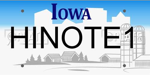 HINOTE1 Iowa License Plate