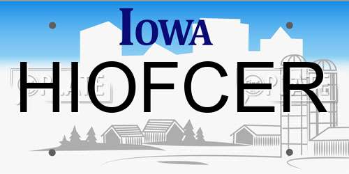 HIOFCER Iowa License Plate
