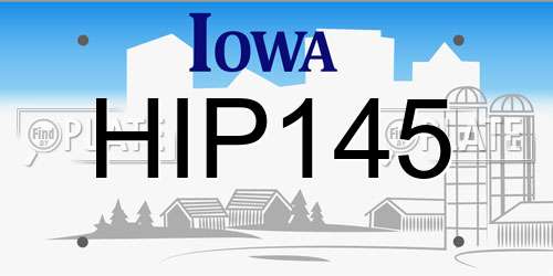 HIP145 Iowa License Plate