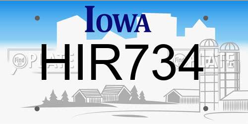 HIR734 Iowa License Plate