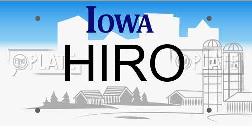 HIRO Iowa License Plate