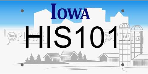 HIS101 Iowa License Plate
