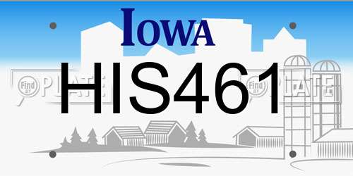 HIS461 Iowa License Plate