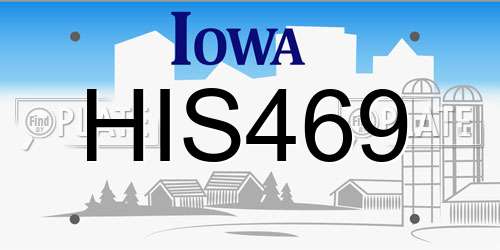 HIS469 Iowa License Plate
