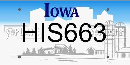 HIS663 Iowa License Plate