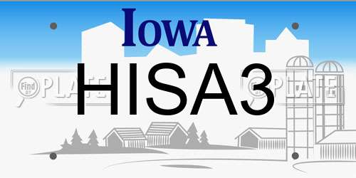 HISA3 Iowa License Plate