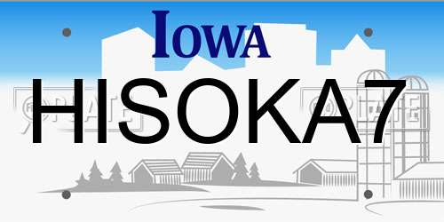 HISOKA7 Iowa License Plate