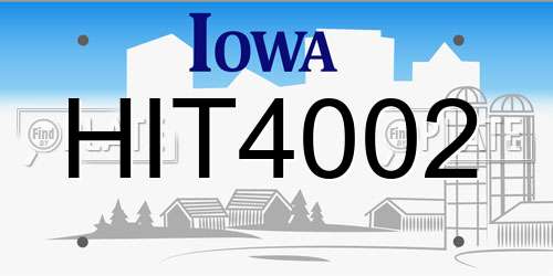 HIT4002 Iowa License Plate