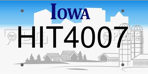 HIT4007 Iowa License Plate