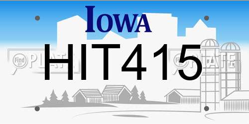 HIT415 Iowa License Plate