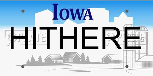 HITHERE Iowa License Plate