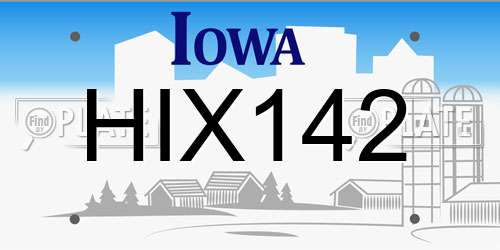 HIX142 Iowa License Plate