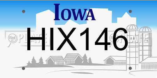 HIX146 Iowa License Plate