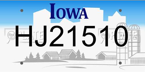 HJ21510 Iowa License Plate